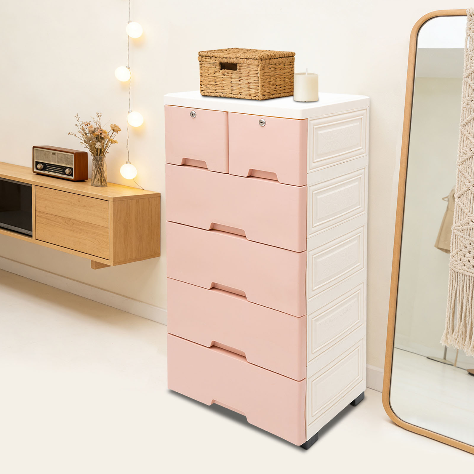 Office Storage Cabinet - Rectangular Storage Box Plastic Drawers Dresser