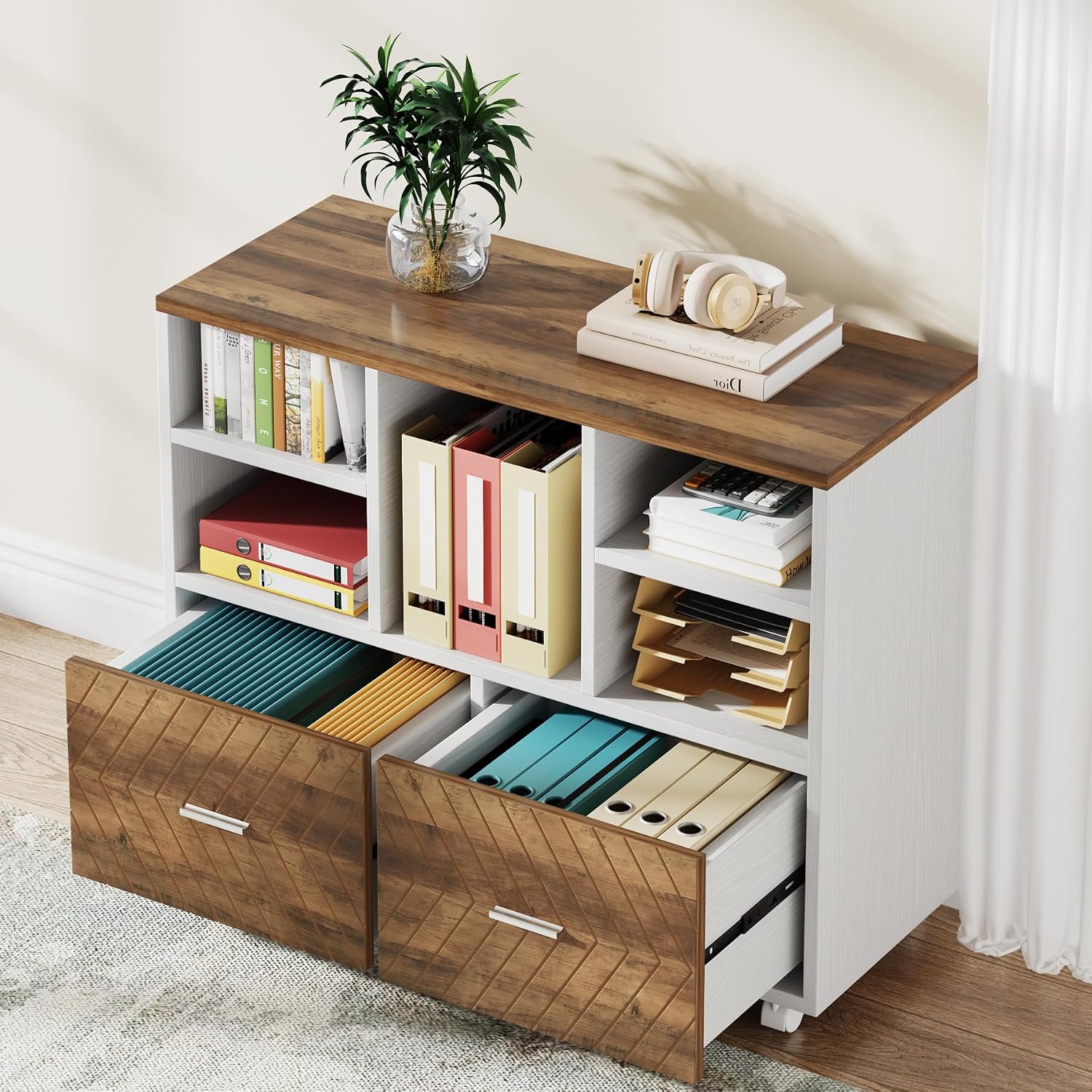 File Cabinet Lateral - 2-Drawer Wood File Cabinet, Mobile Lateral