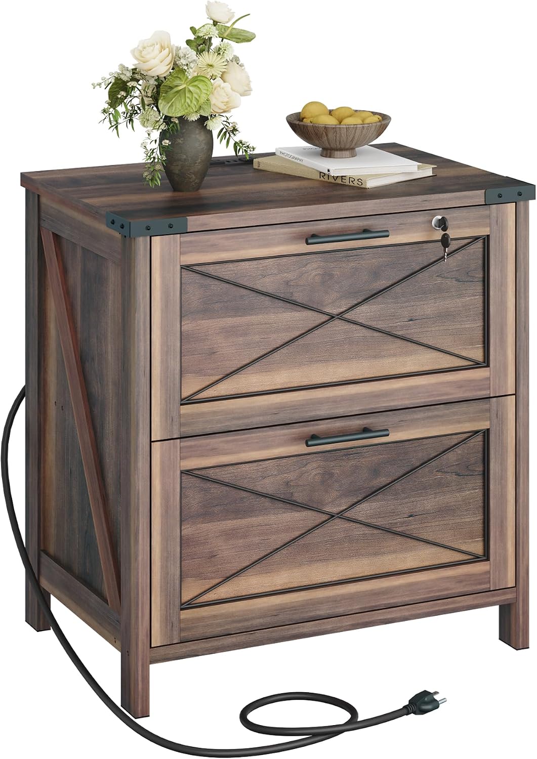 File Cabinet Lateral - Wood Lateral File Cabinet, 2 Drawer