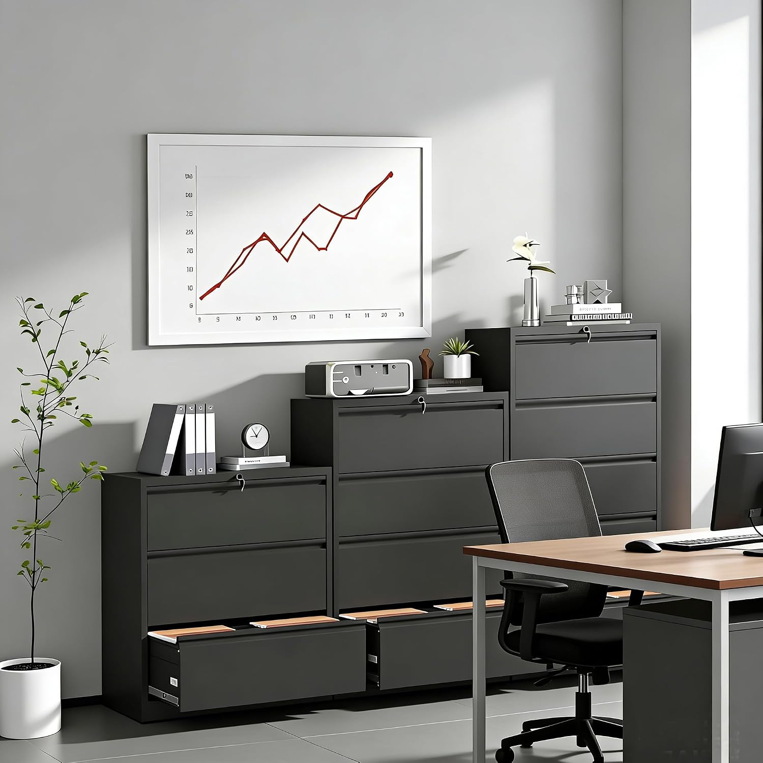 File Cabinet Lateral - 4-Drawer Lateral File Cabinet Lockable Steel