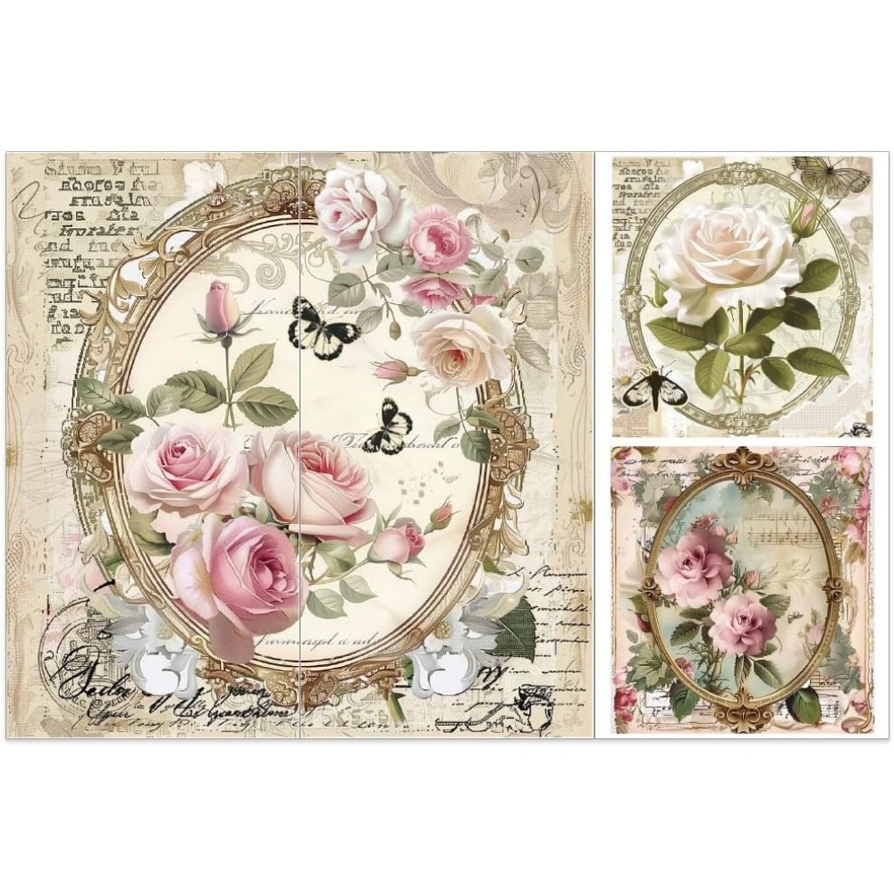 Office Furniture Equipment - 3pcs/Set Rose Rub on Transfers for