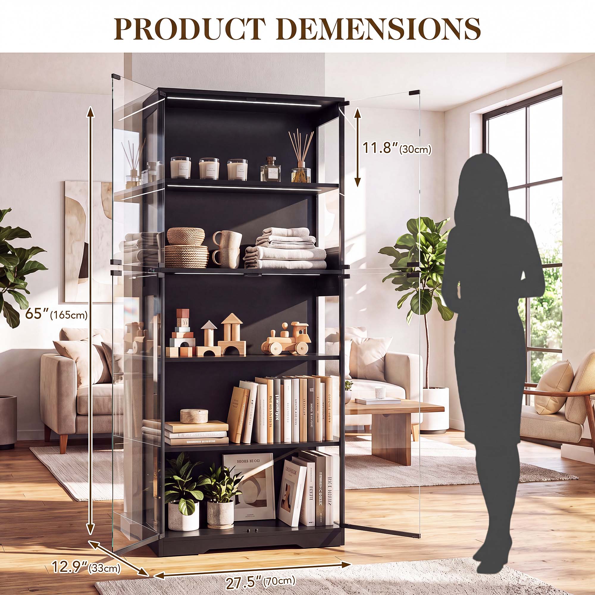 TCGBKAF 5‑Tier Display Cabinet - Office Storage Cabinet recension och pris