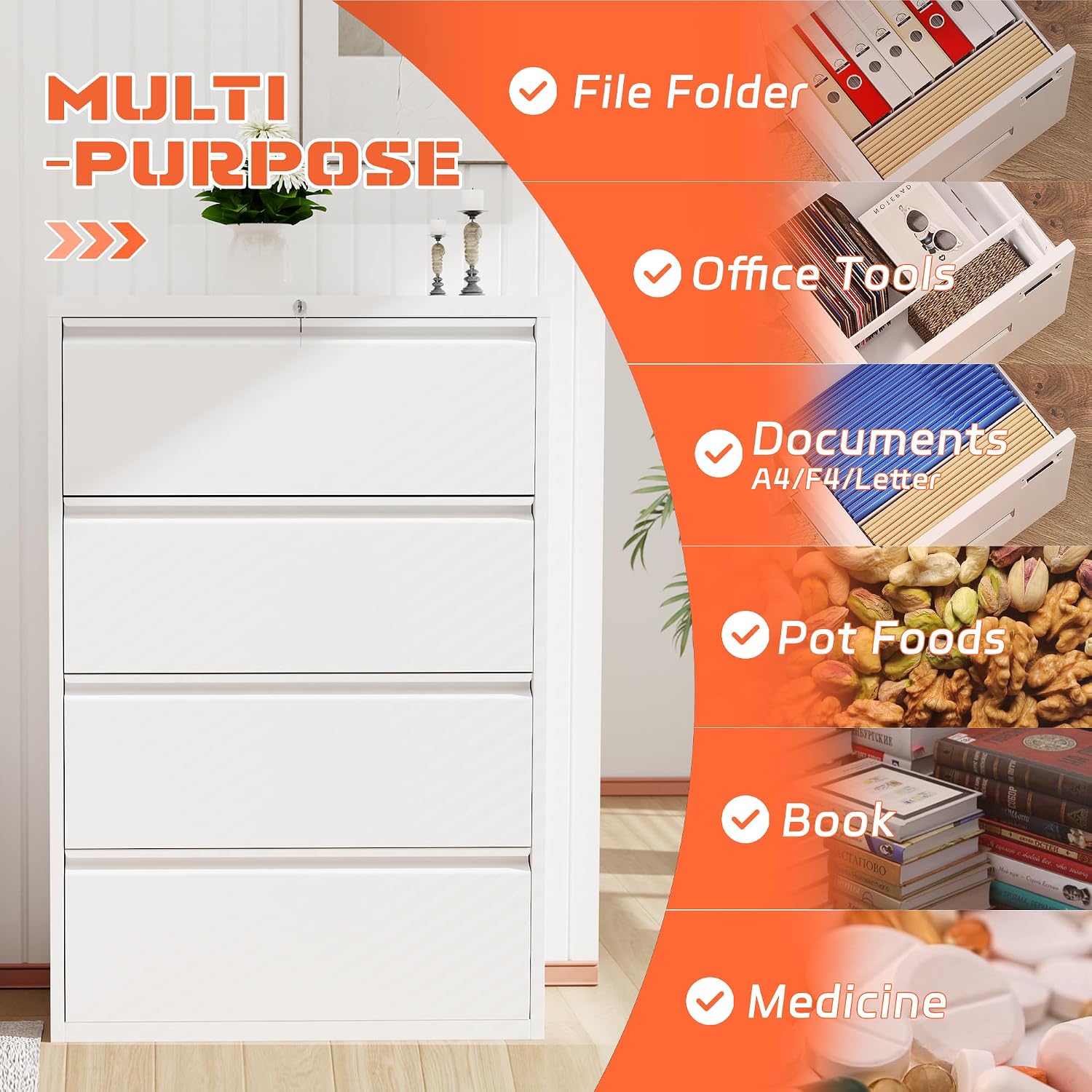 White 4-Drawer Lateral File Ca - File Cabinet Lateral recension och pris