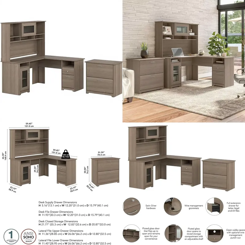 USA Stock L Shaped Home Office - File Cabinet Lateral recension och pris
