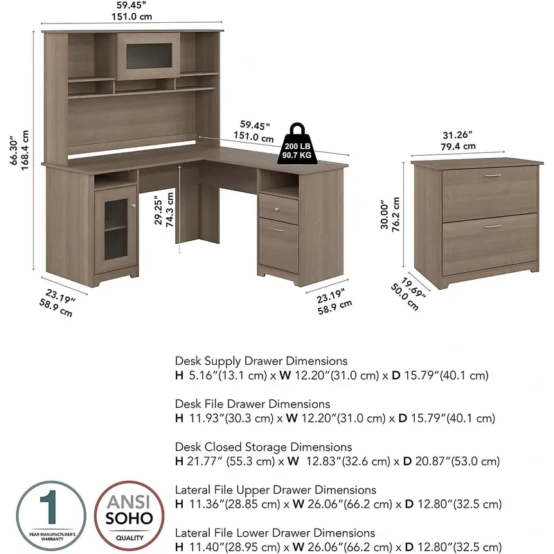 USA Stock L Shaped Home Office - File Cabinet Lateral recension och pris