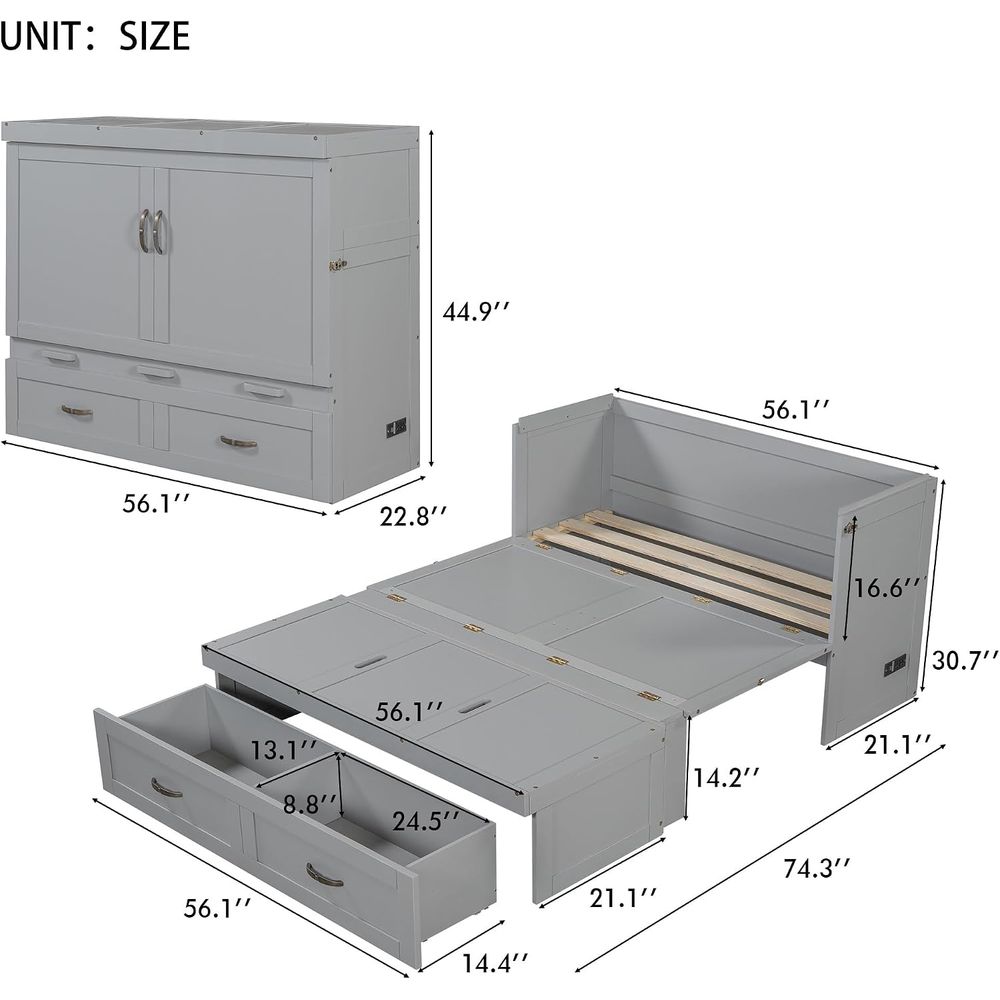 Full Size Murphy Bed Wall Bed, - Office Storage Cabinet recension och pris