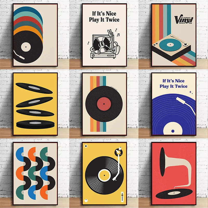 Mid Century Vinyl Record Canva - Office Furniture Equipment recension och pris