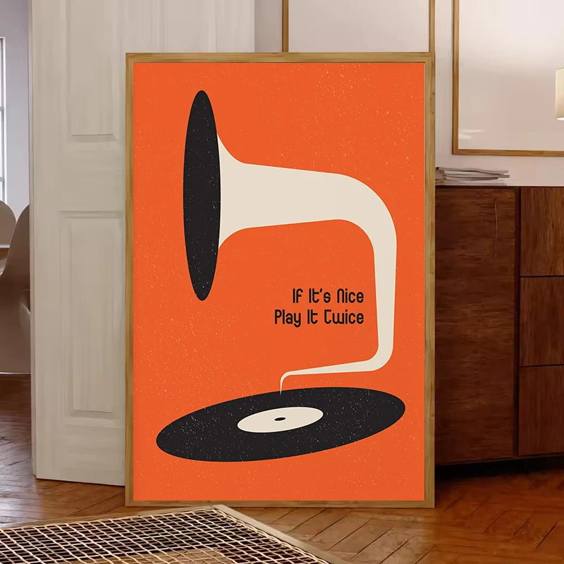 Mid Century Vinyl Record Canva - Office Furniture Equipment recension och pris