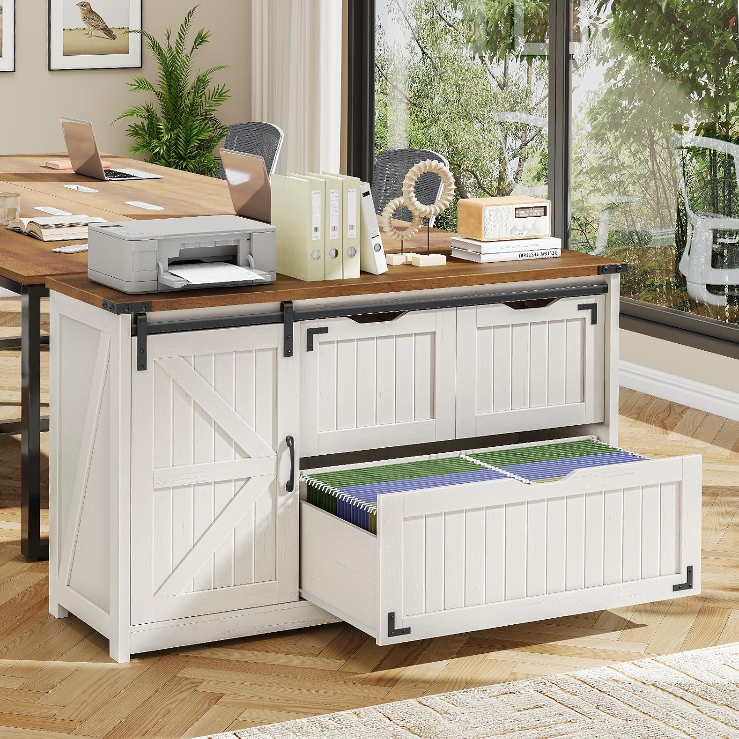 Off White 47.8 Inch Farmhouse  - File Cabinet Lateral recension och pris