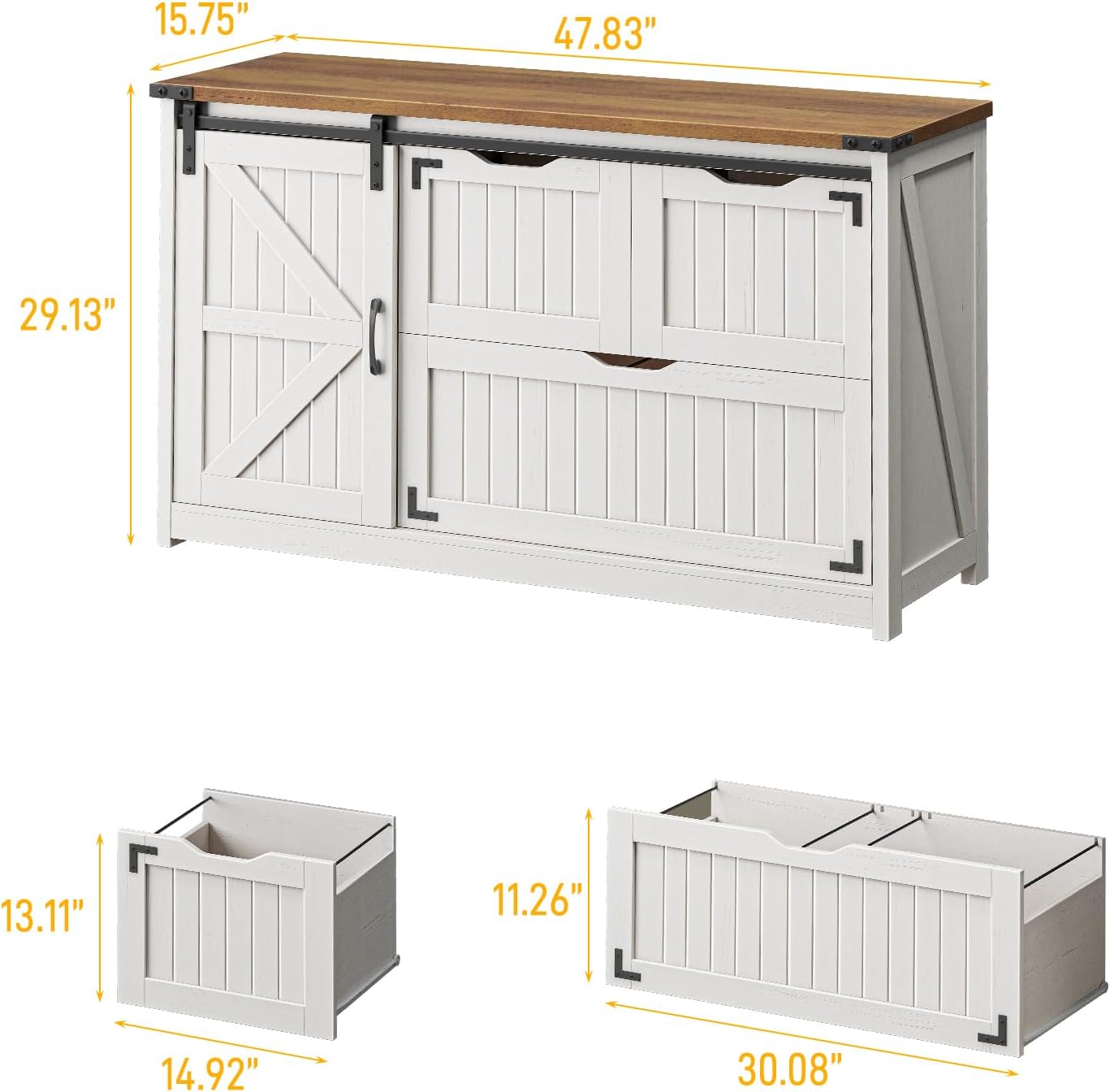 Off White 47.8 Inch Farmhouse  - File Cabinet Lateral recension och pris