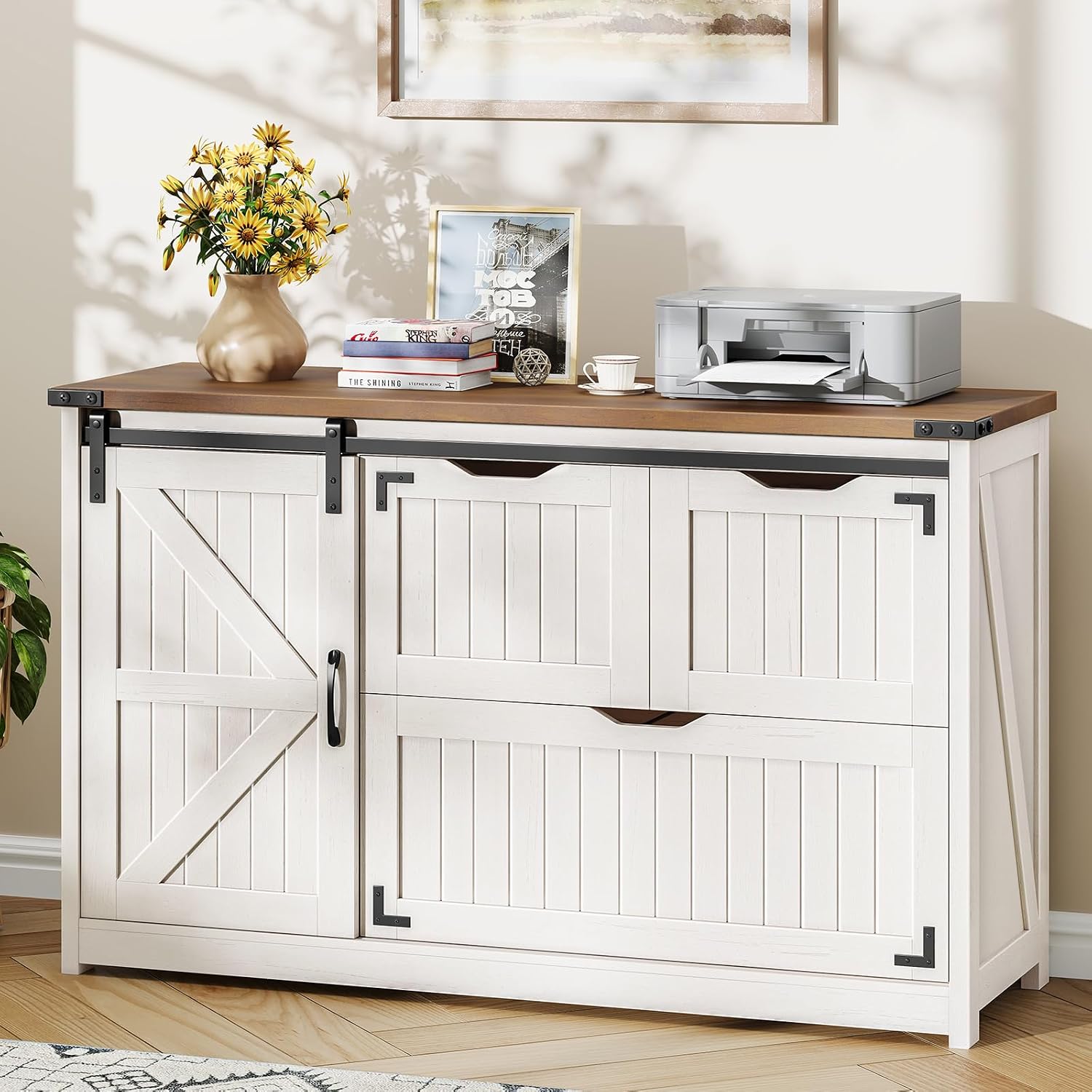 Off White 47.8 Inch Farmhouse  - File Cabinet Lateral recension och pris